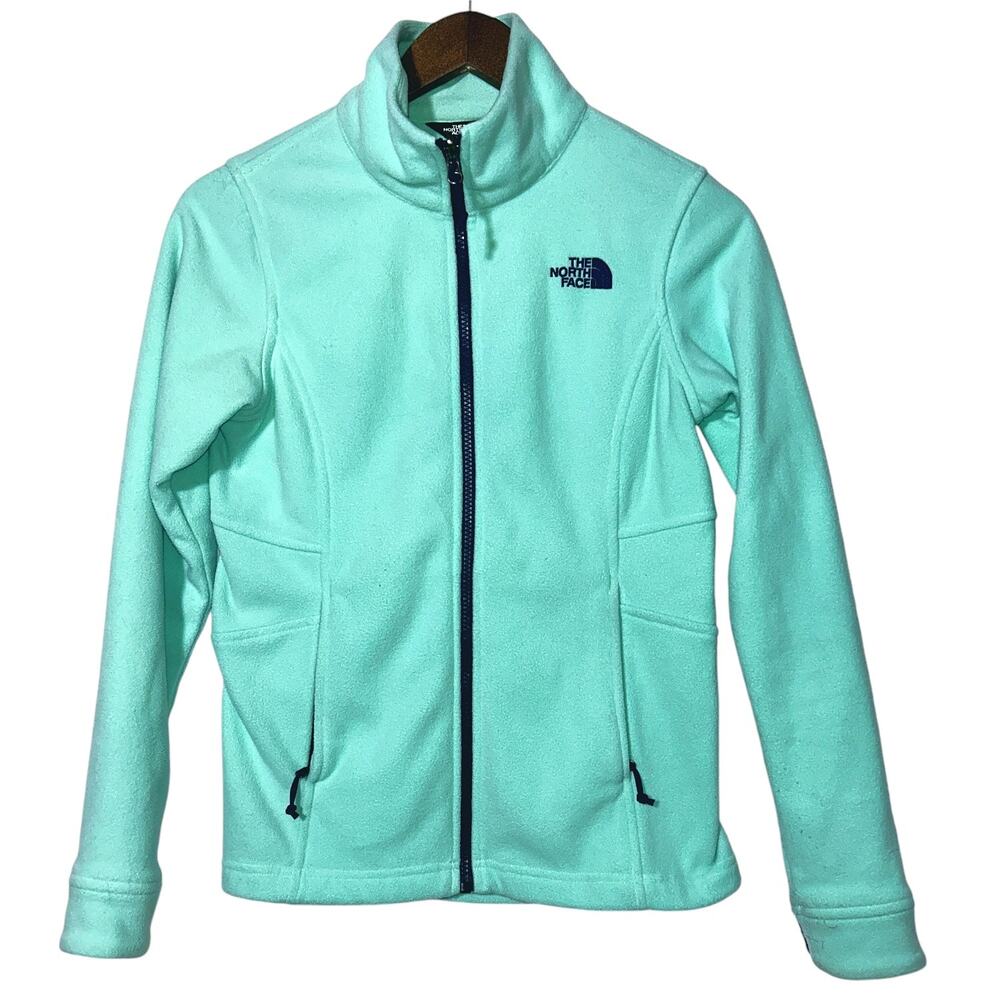 The North Face Fleece Front Zip Long Sleeve Mint Green Jacket XS